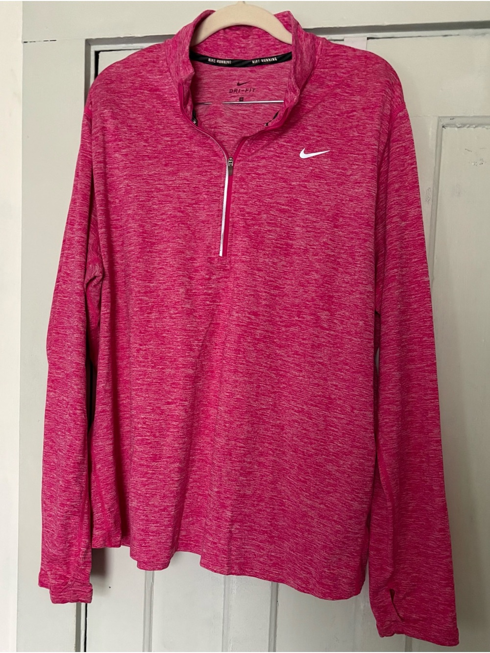 Nike Women's Heathered Hot Pink Dri-FIT Quarter-Zip Pullover